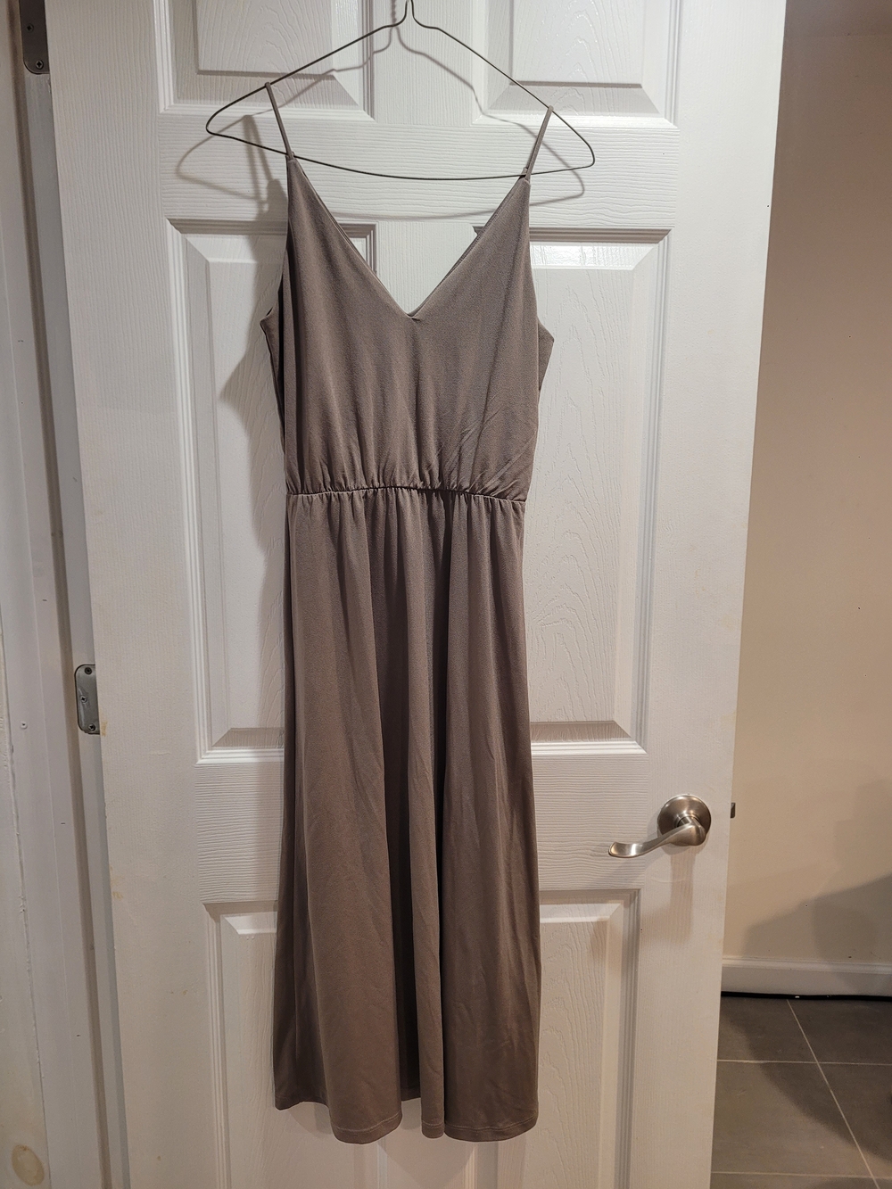 H&M Taupe Spaghetti-Strap Maxi Dress